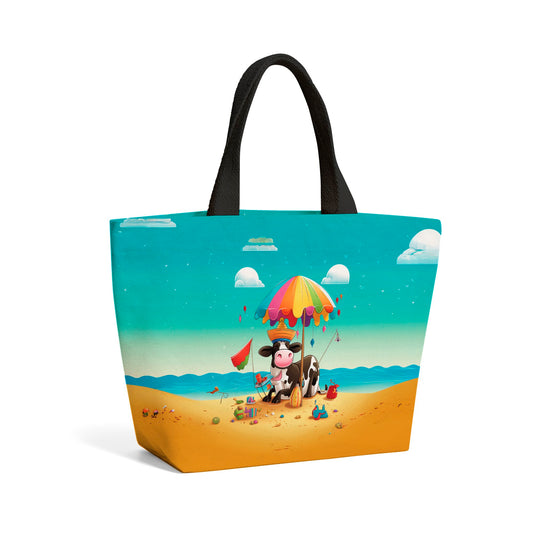 Cow On A Beach Holiday Beach Shopper Tote Bag