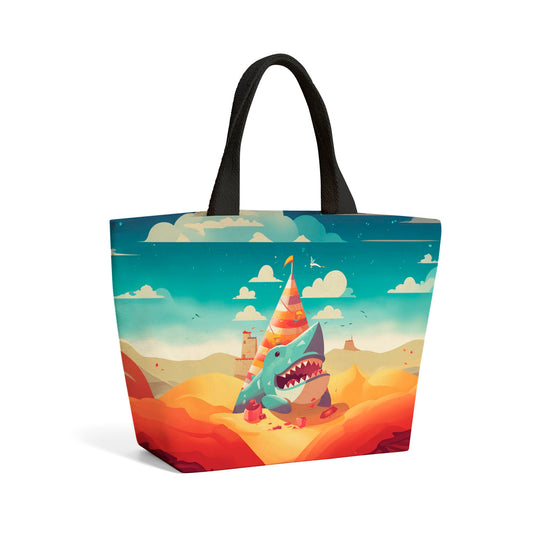 Shark On A Beach Holiday Beach Shopper Tote Bag