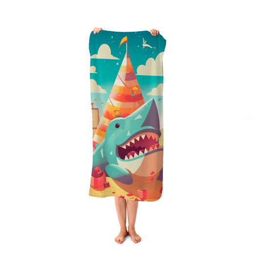 Shark On A Beach Holiday Beach Towel