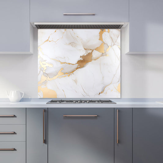 White Marble With Gold Kitchen Splashback