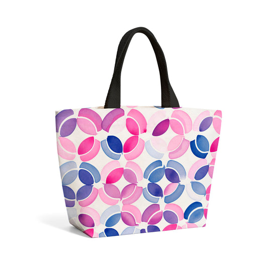 Interlocking Pink Blue Shape Beach Shopper Tote Bag