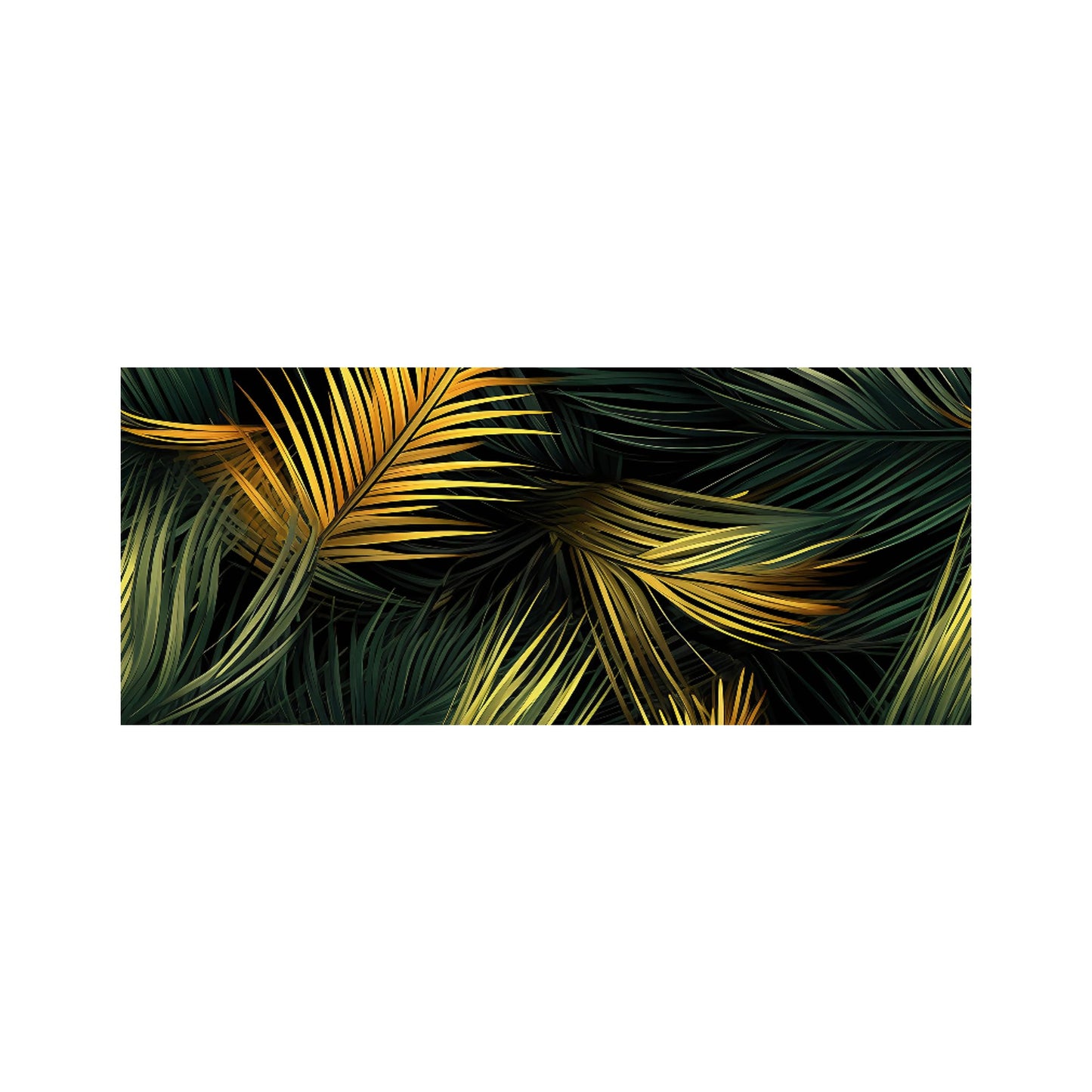 Golden Palm Leaves Glass Bathroom Splashback