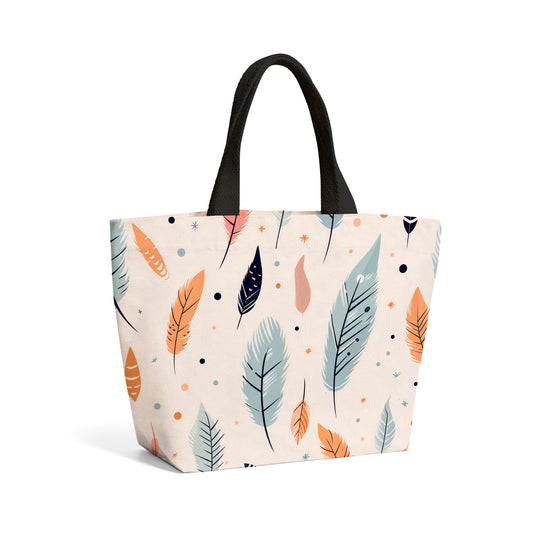 Pastel Feather Pattern Beach Shopper Tote Bag