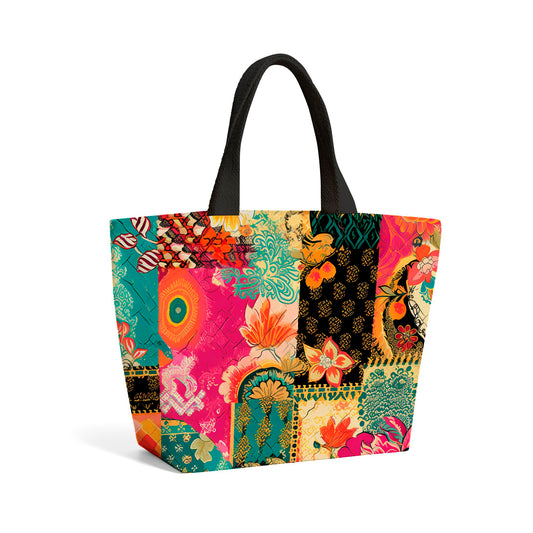 Patchwork Mixed Textiles Beach Shopper Tote Bag