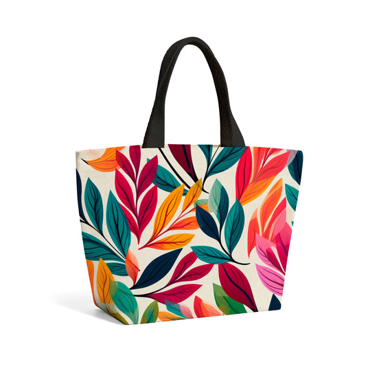 Bright Leaves Pattern Beach Shopper Tote Bag