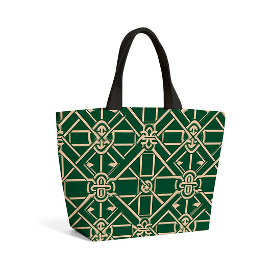 Green Lattice Design Beach Shopper Tote Bag