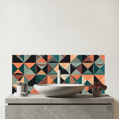 Geometric Print Pattern Glass Bathroom Splashback