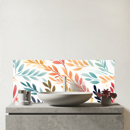 Colouful Sping Leaves Glass Bathroom Splashback