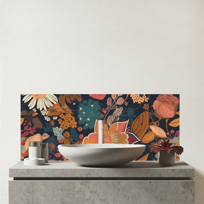 Boho Chic Flower Glass Bathroom Splashback