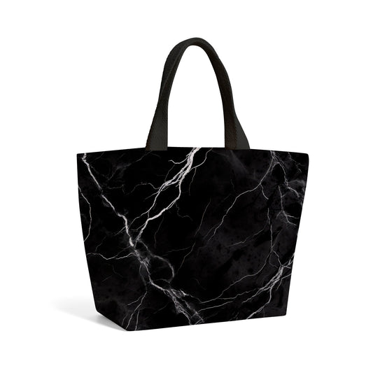 Black Marble Pattern Beach Shopper Tote Bag