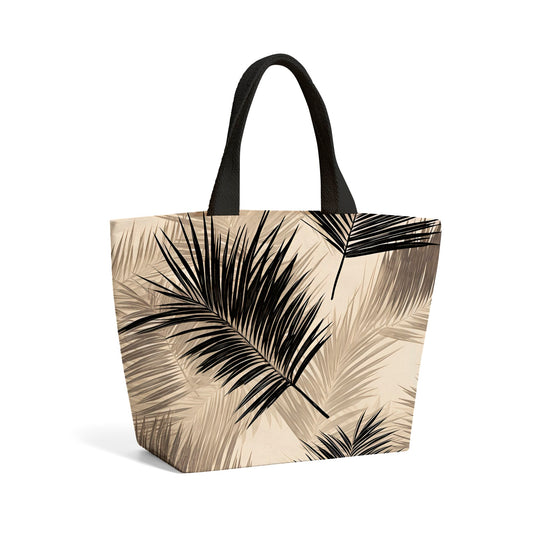 Black And White Tropical Palm Leaves Beach Shopper Tote Bag