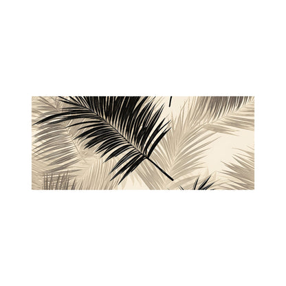 Black And White Tropical Palm Leaves Glass Bathroom Splashback