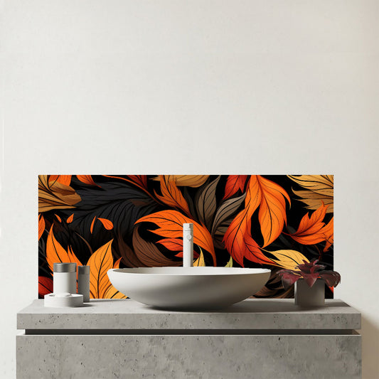 Autumn Leaves Design Glass Bathroom Splashback