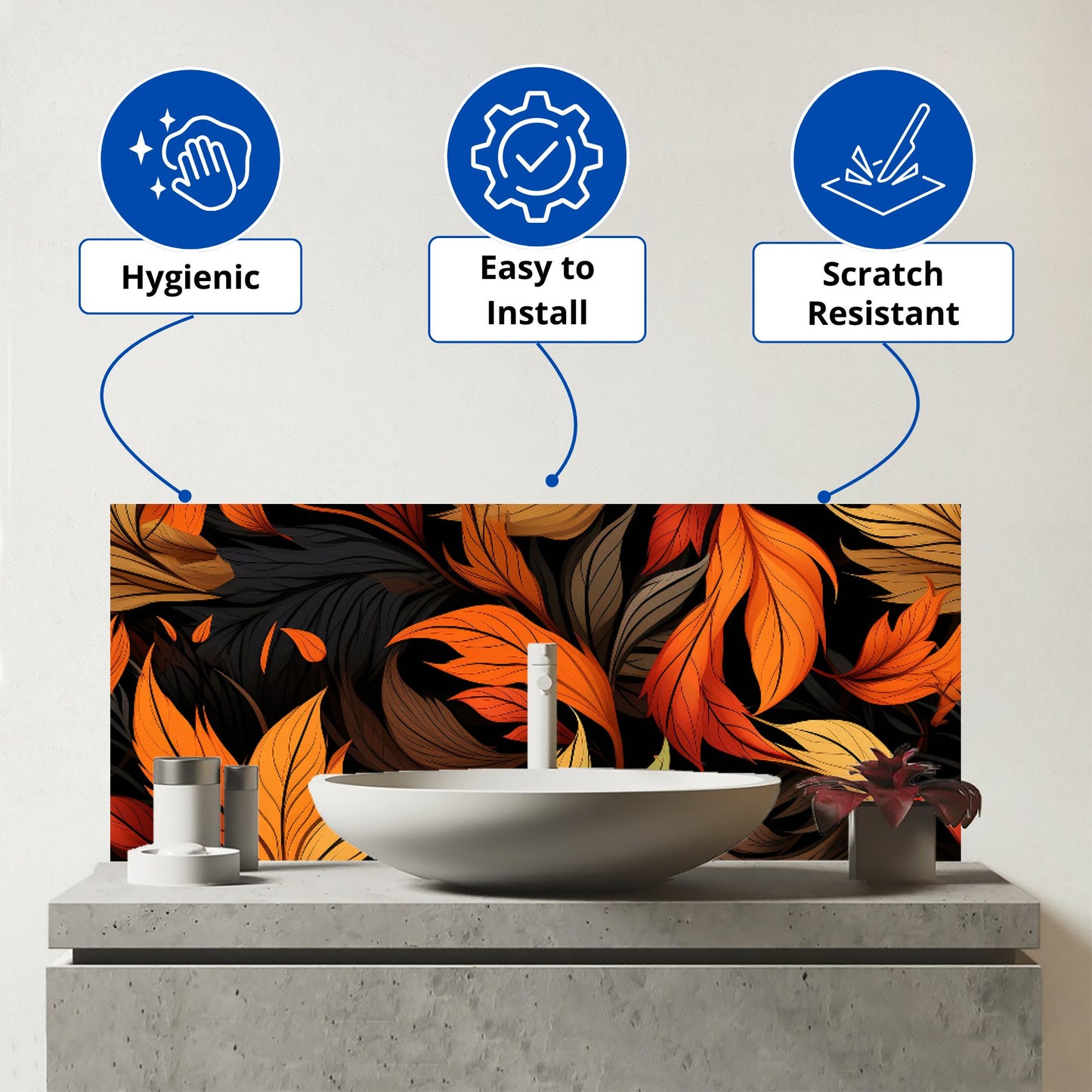 Autumn Leaves Design Glass Bathroom Splashback