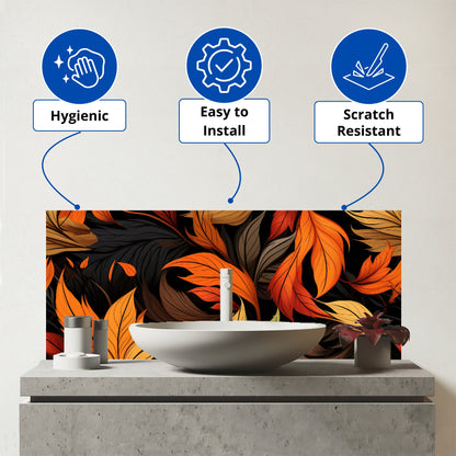 Autumn Leaves Design Glass Bathroom Splashback