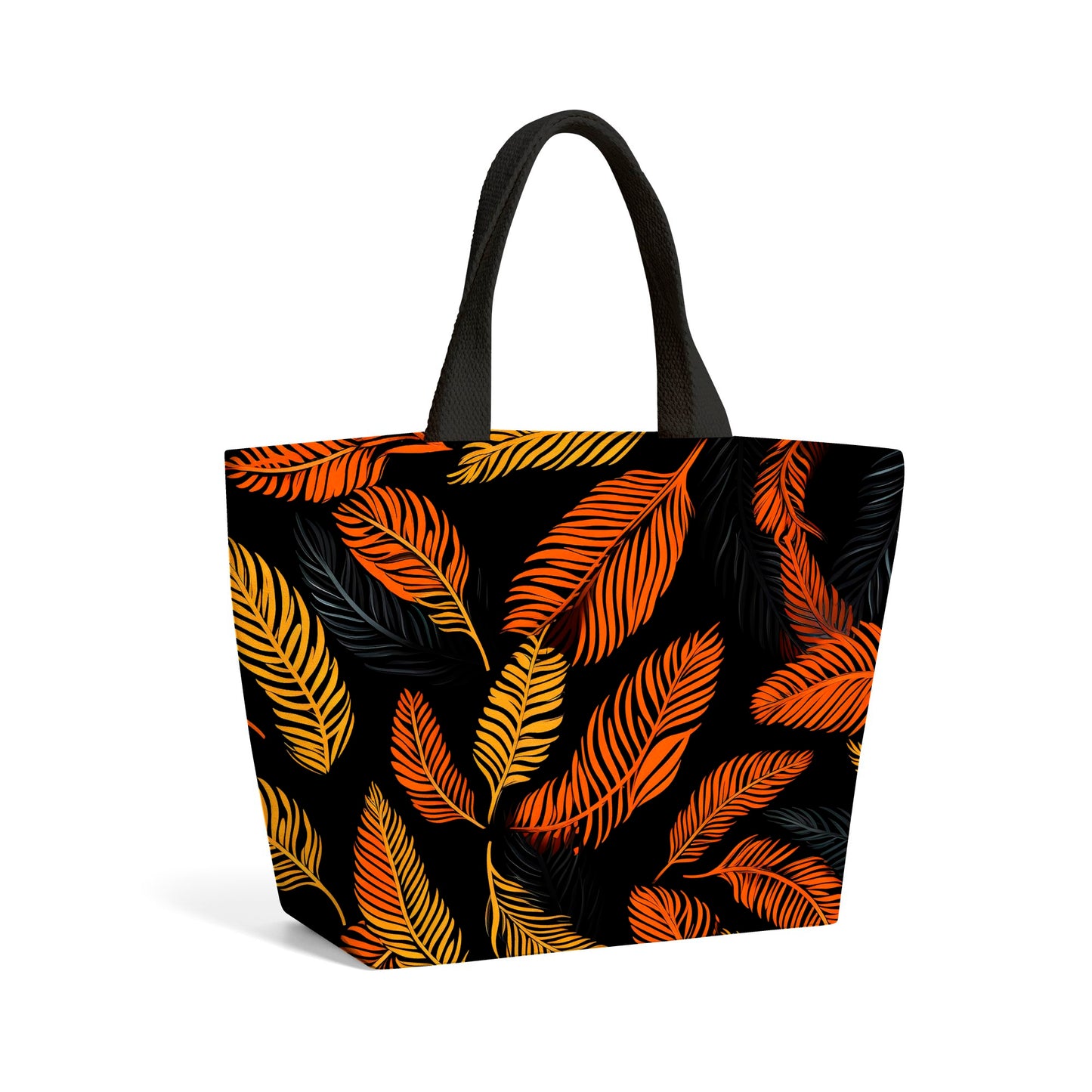 Orange Feather Leaves Beach Shopper Tote Bag