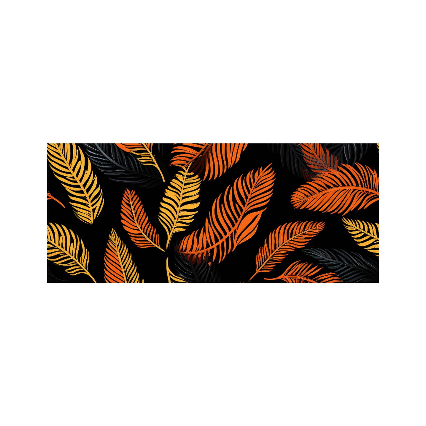 Orange Feather Leaves Glass Bathroom Splashback