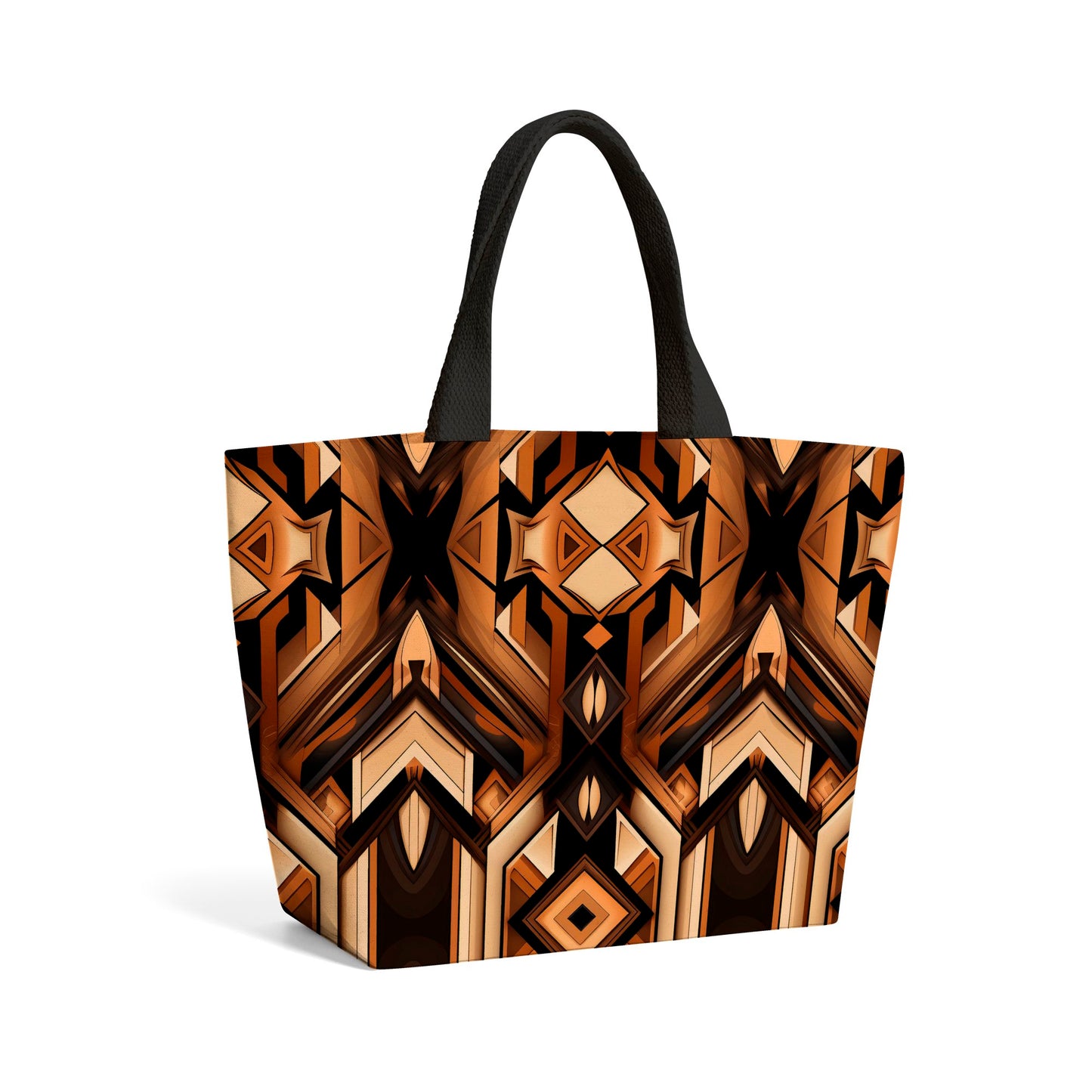 Black And Brown Intricate Pattern Beach Shopper Tote Bag