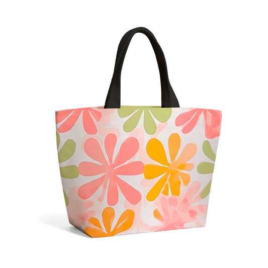 Yellow And Pink Flowers Beach Shopper Tote Bag