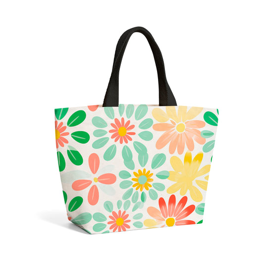 Green and Yellow Flowers Beach Shopper Tote Bag