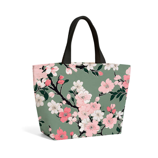 Pink Floral Abstract Pattern Beach Shopper Tote Bag