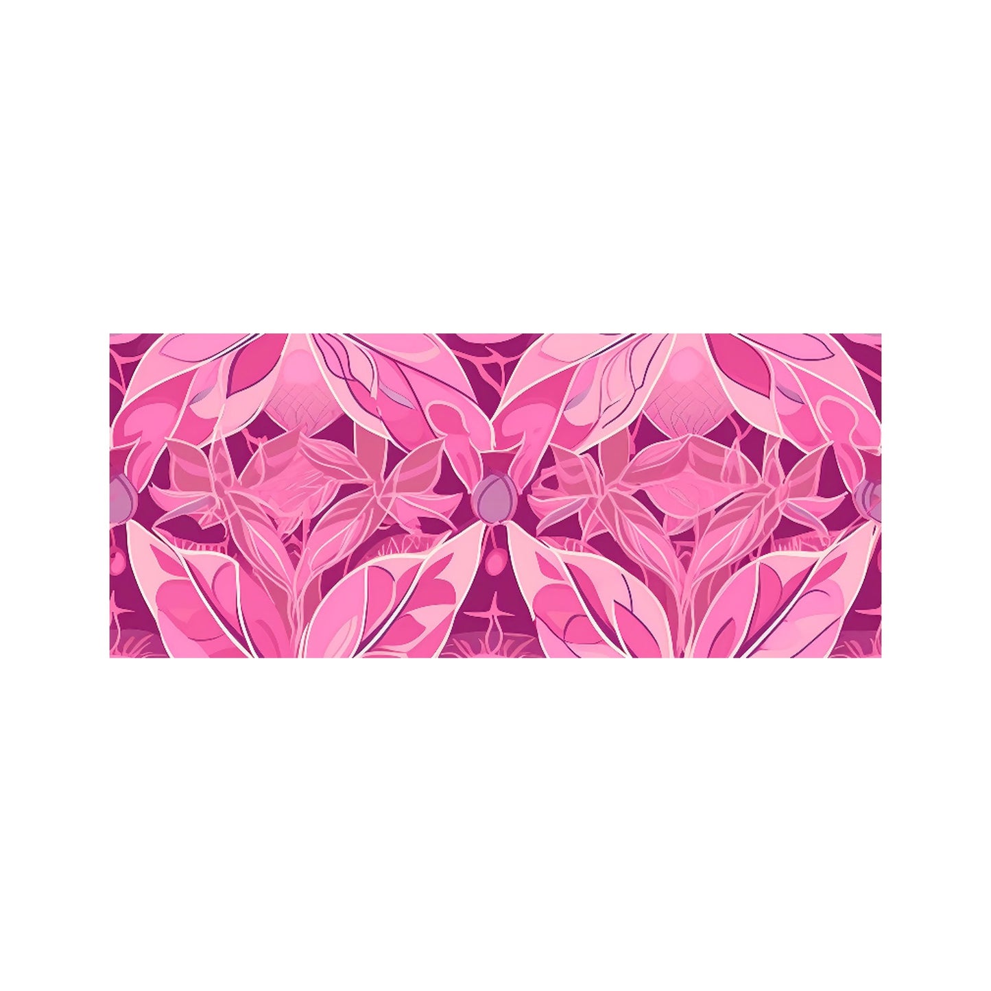 Pink Abstract Floral Design Glass Bathroom Splashback