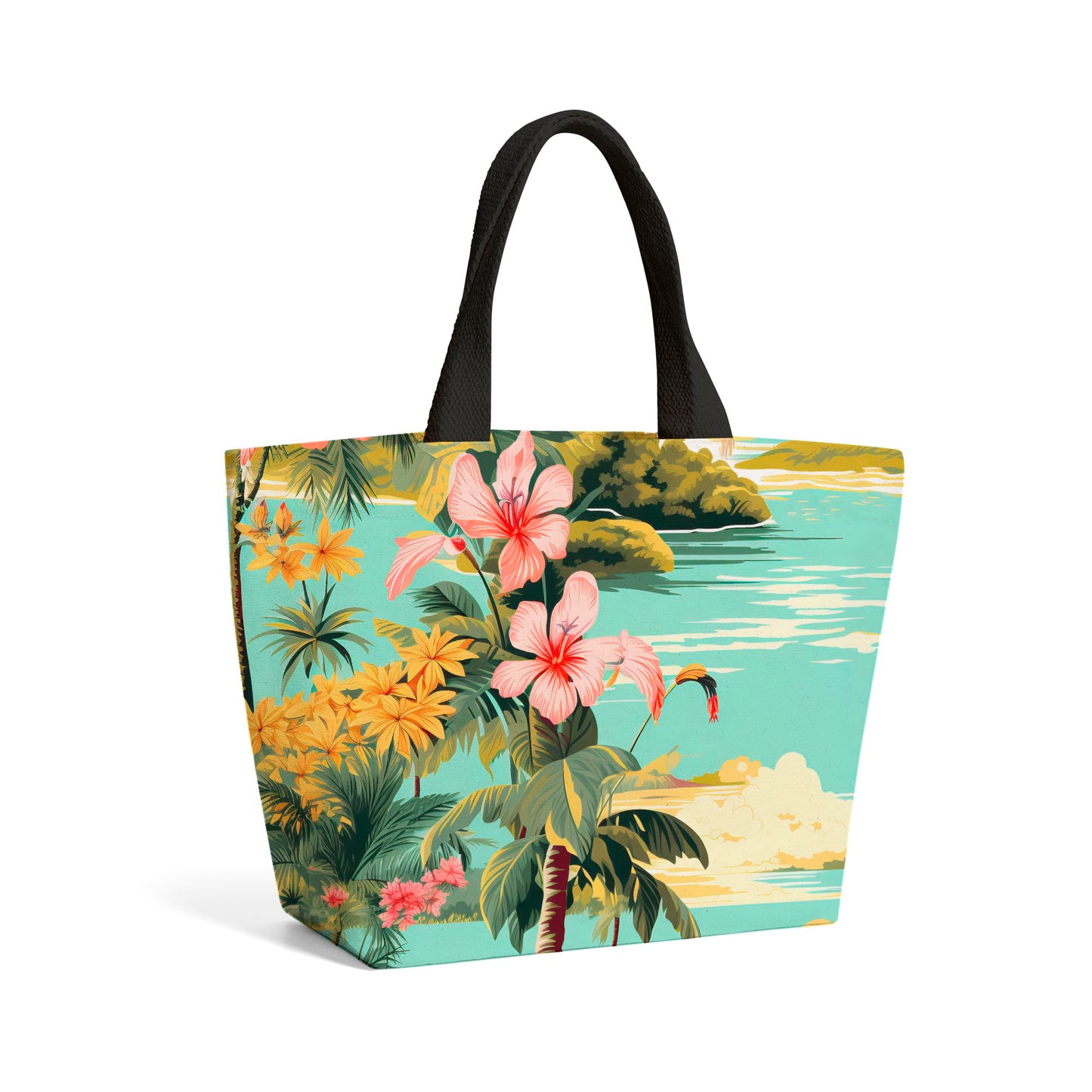 Palm Trees and Hibiscus Beach Shopper Tote Bag