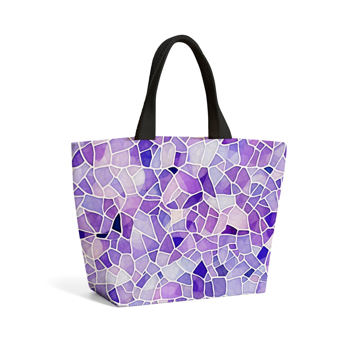 Purple and White Mosaic Design Beach Shopper Tote Bag