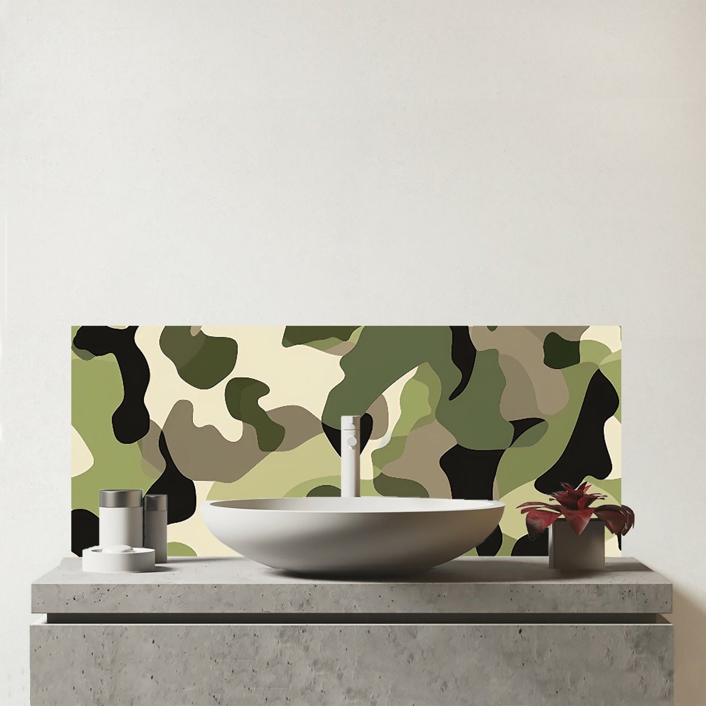 Camouflage Design Glass Bathroom Splashback