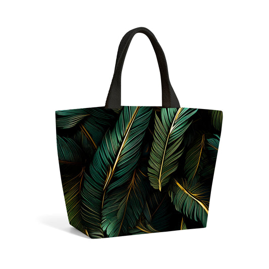 Green and Gold Leaves Beach Shopper Tote Bag