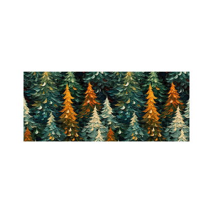 Impasto Style Christmas Trees Glass Bathroom Splashback