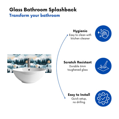 Dreamy Snowy Christmas Scene Glass Bathroom Splashback