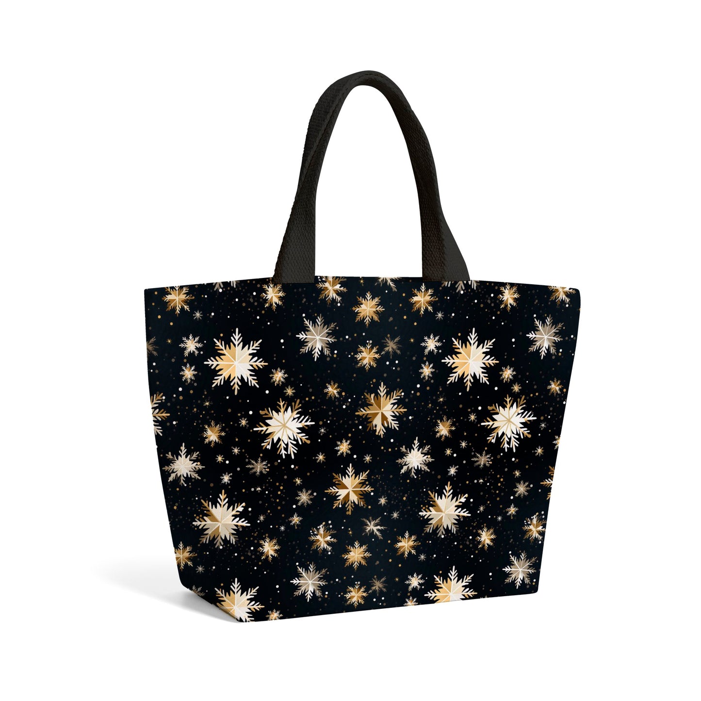 Silver Gold Snowflake Pattern Beach Shopper Tote Bag