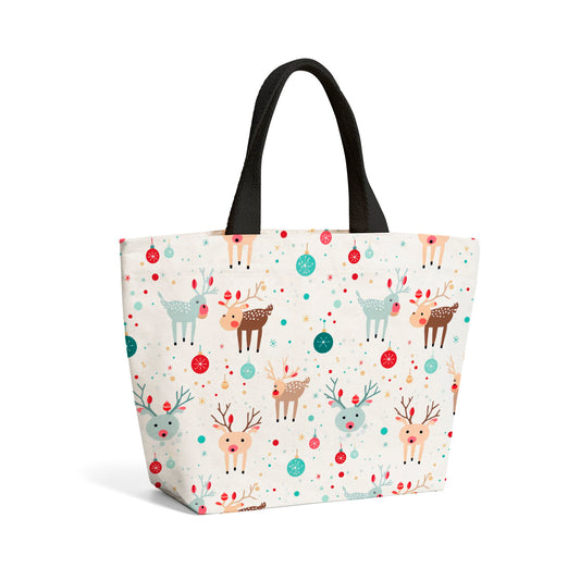 Happy Reindeer With Christmas Lights Beach Shopper Tote Bag