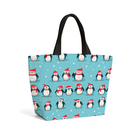 Adorable Santa Penguins Beach Shopper Tote Bag