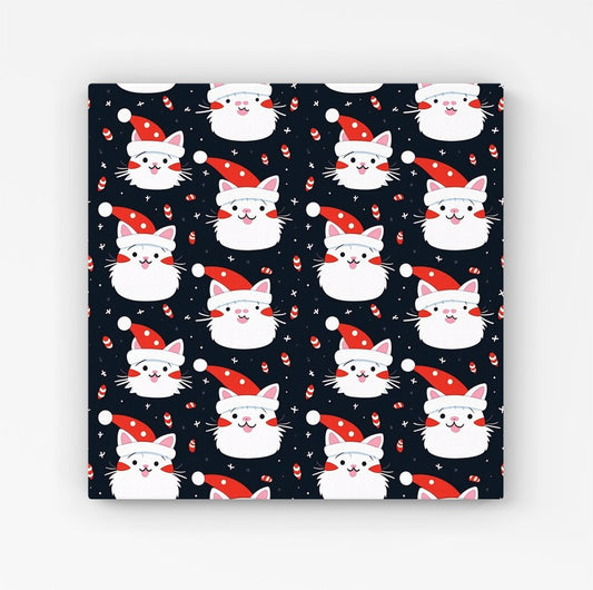 Cute Cats Wearing Santa Claus Hats HD Metal Print