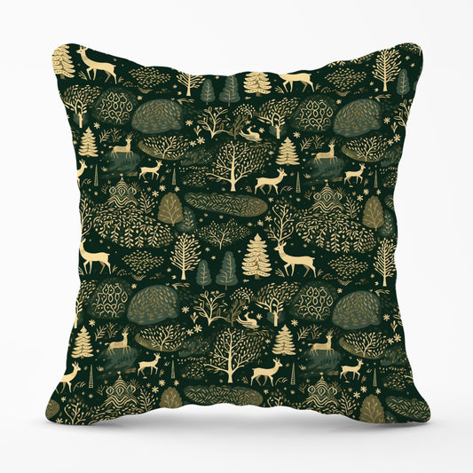 Green Christmas Woodlands Cushions