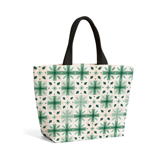 Christmas Quilting Squares Beach Shopper Tote Bag