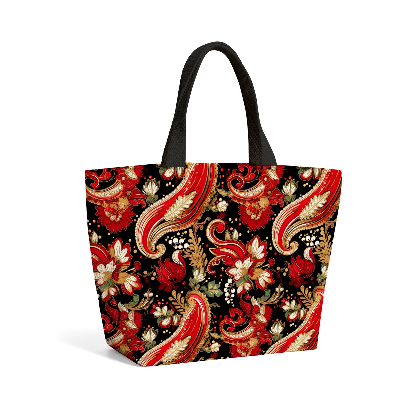 Paisley Christmas Stars Red Beach Shopper Tote Bag