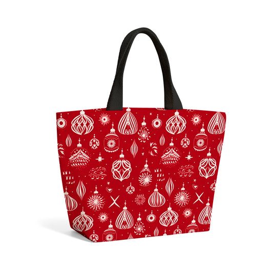 Red Christmas Decorations Pattern Beach Shopper Tote Bag