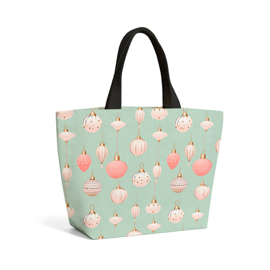 Christmas Decorations Pink And Green Beach Shopper Tote Bag