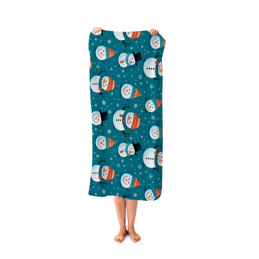 Jolly Christmas Snowmen Beach Towel