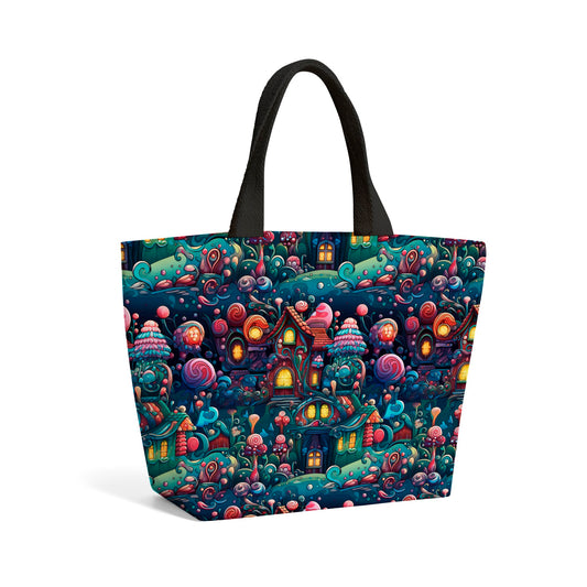 Whimsical Gingerbread House Pattern Beach Shopper Tote Bag