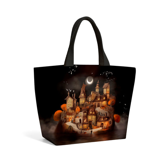 Spooky Halloween Village Beach Shopper Tote Bag