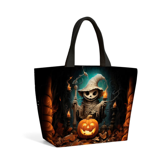 Creepy Ghost With Pumpkins Beach Shopper Tote Bag