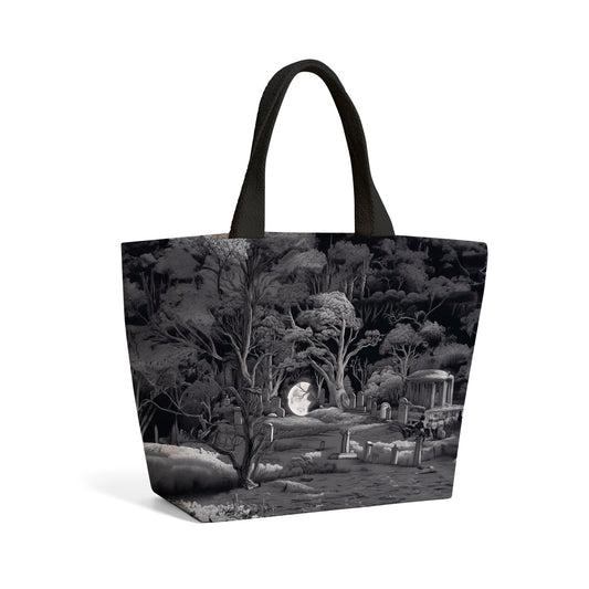 Eerie Moonlit Cemetery Beach Shopper Tote Bag