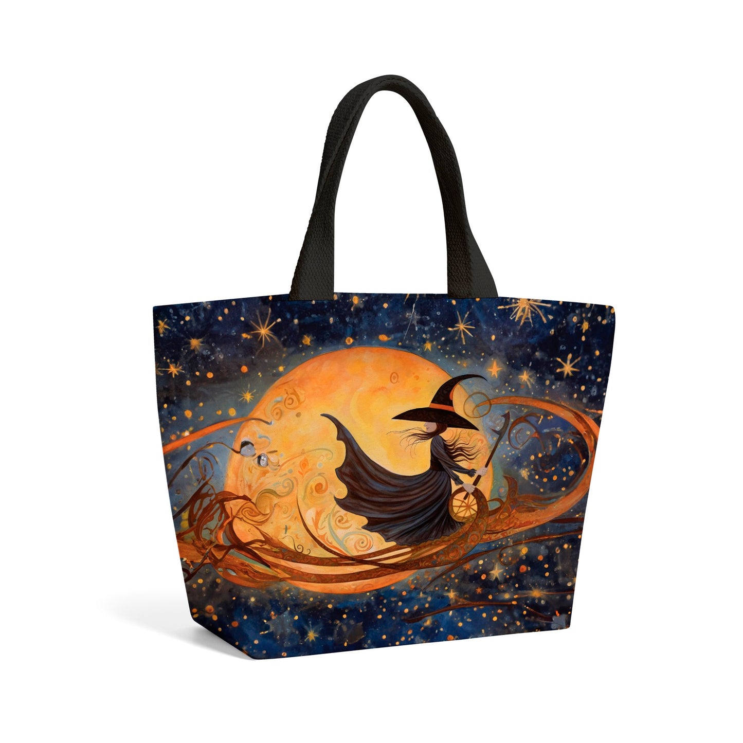 Whimsical Witch On A Broomstick Beach Shopper Tote Bag