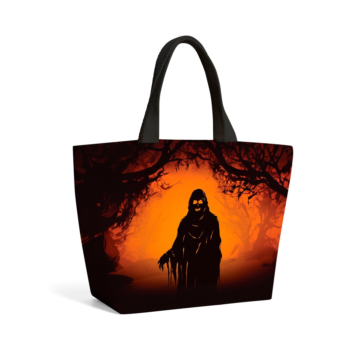 A Spooky Black And Orange Ghost Beach Shopper Tote Bag