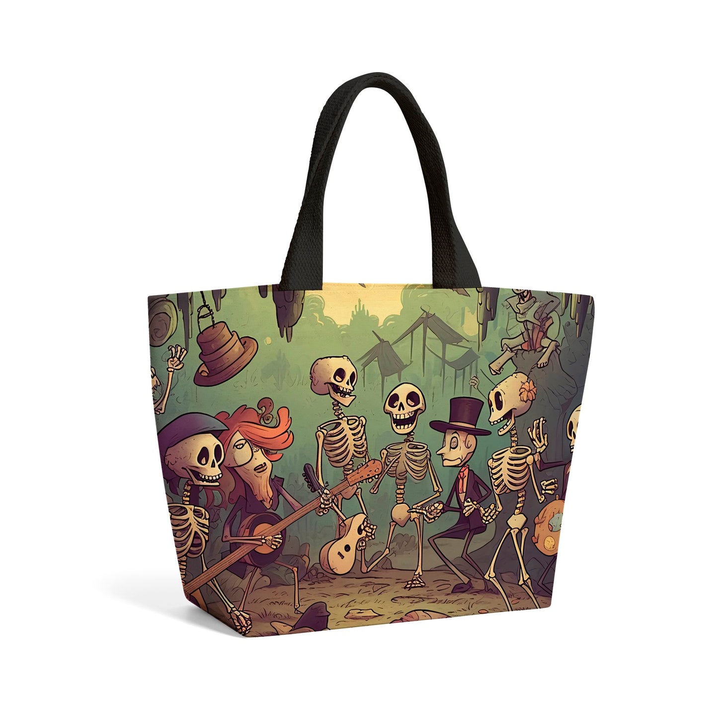 Cartoonish Skeletons Having A Party Beach Shopper Tote Bag