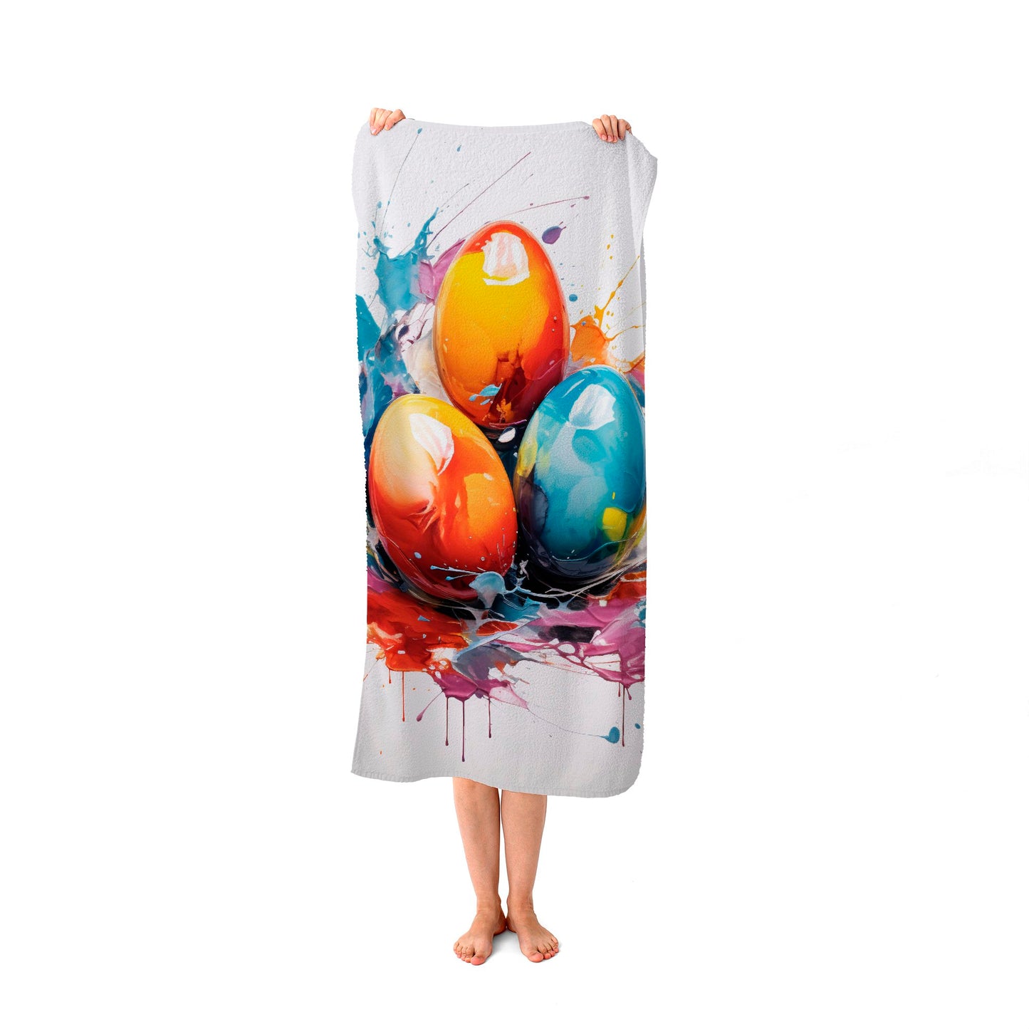 Watercolour Splashart Easter Eggs Beach Towel